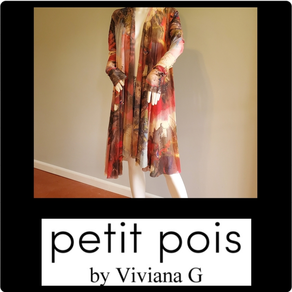 Petit Pois by Viviana G Mesh Duster Multi Color Artwork Sz L-XL